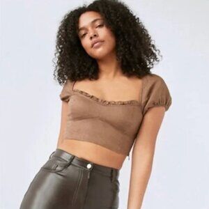 ARITZIA WILFRED LINEN WANDER BLOUSE SHITAKE XXS